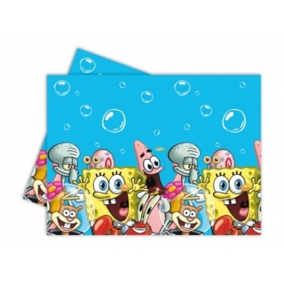 Jogo americano com personagens do desenho Bob Esponja sobre fundo azul com bolhas