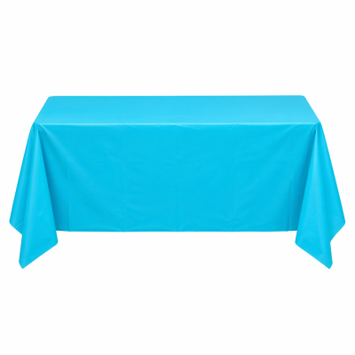Toalha de mesa azul turquesa em mesa retangular