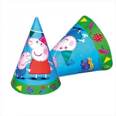 Chapéus de festa de papel com desenho Peppa Pig coloridos