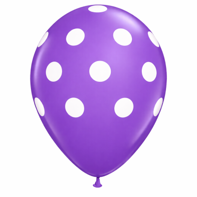 Balão roxo com bolinhas brancas