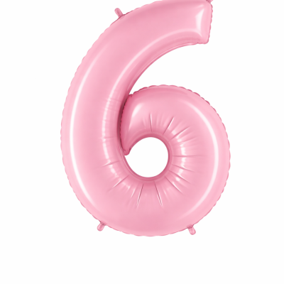 Balão cor-de-rosa formato número 6