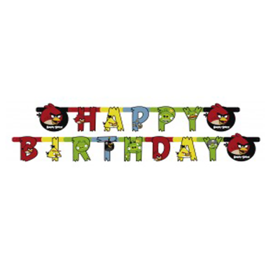 Faixa de aniversário colorida com tema Angry Birds