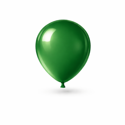 Balão de festa verde brilhante sobre fundo branco