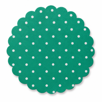 Capa de papel decorativa verde com bolinhas brancas