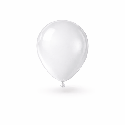 Balão branco transparente com brilho suave em fundo branco