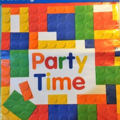Pacote sacos festa blocos coloridos com texto Party Time
