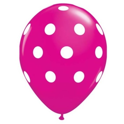 Balão cor-de-rosa com bolinhas brancas