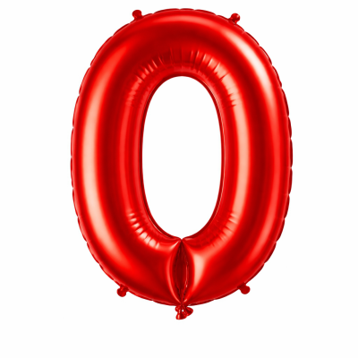 Balão vermelho em forma de número 0