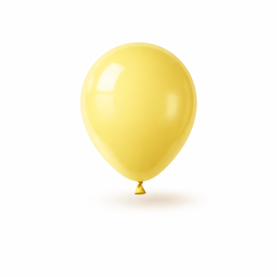 Balão amarelo inflado sobre fundo branco