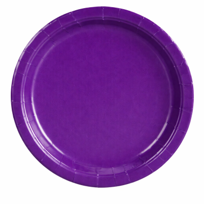 Prato de papel descartável roxo simples com borda