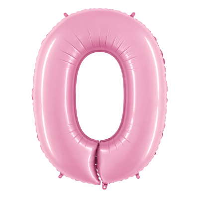 Balão metálico cor-de-rosa número 0