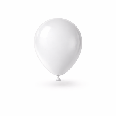 Balão branco de látex num fundo branco