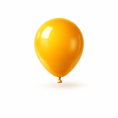Balão amarelo de látex inflado com fundo branco