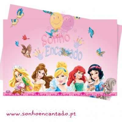 Pacote rosa de princesas Disney com texto e site