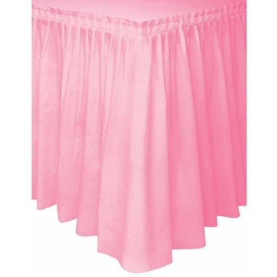 Saia para mesa de plástico rosa com pregas para decoração