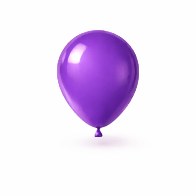 Balão roxo de látex inflado com nó