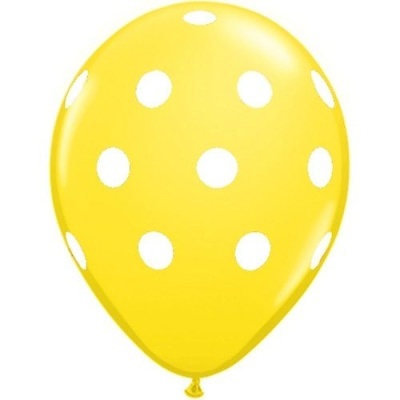 Balão amarelo com bolinhas brancas