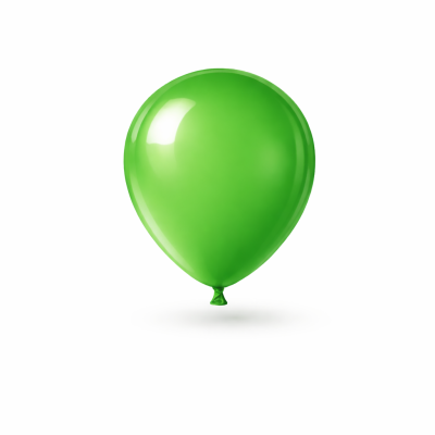 Balão verde suspenso com fundo branco