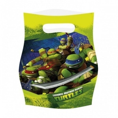 Saco com imagem das Teenage Mutant Ninja Turtles e texto TEENAGE MUTANT NINJA TURTLES