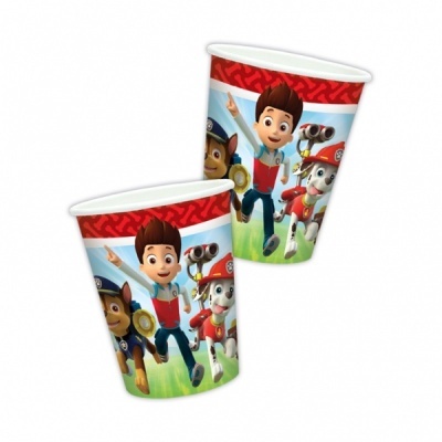 Copo de papel com personagens animados da Patrulha Pata