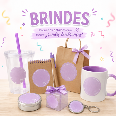 Brindes em tons de castanho e roxo sobre superfície de madeira clara