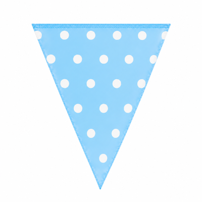 Faixa triangular azul com bolinhas brancas
