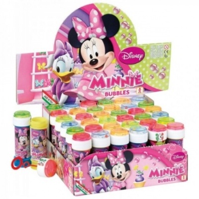 Expositor de bolhas de sabão Disney Minnie Bubbles com embalagens coloridas e personagens Minnie e Daisy