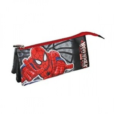 Estojo escolar com estampa do Homem-Aranha e fecho vermelho
