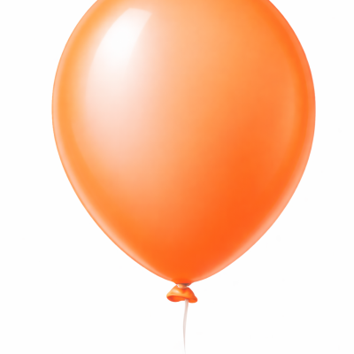 Balão laranja de látex contra fundo branco