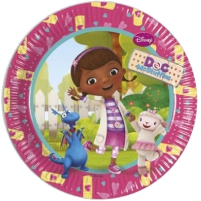 Prato de papel com personagens Doc McStuffins colorido para festas