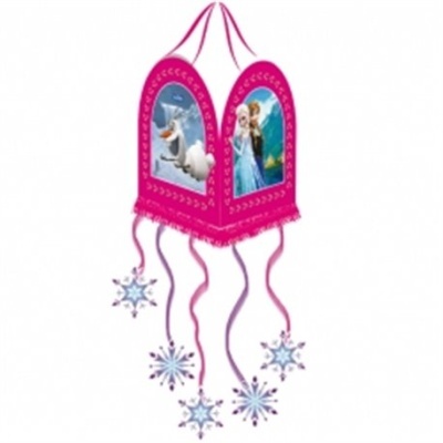 Lanterna cor-de-rosa com imagens do Frozen e flocos de neve suspensos