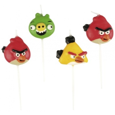 Velas decorativas Angry Birds com suporte branco
