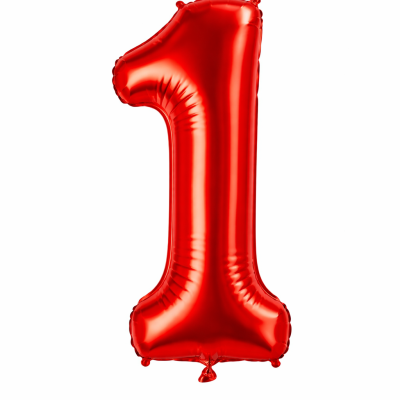 Balão metalizado vermelho em forma do número 1