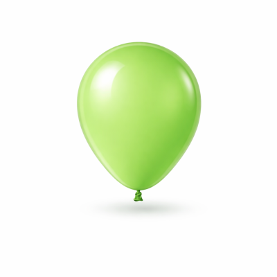 Balão verde brilhante contra fundo branco