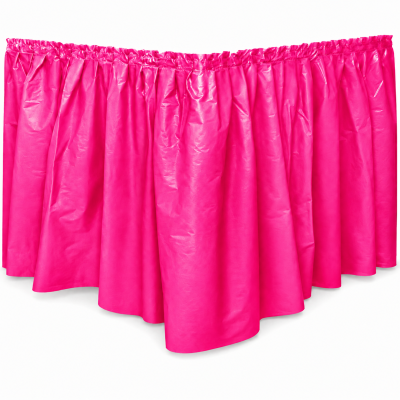Saia de mesa plástica rosa brilhante com elástico na parte superior