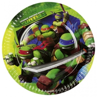Prato descartável redondo com estampa das Teenage Mutant Ninja Turtles