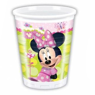 Copo plástico com estampa da Minnie Mouse cor-de-rosa e verde