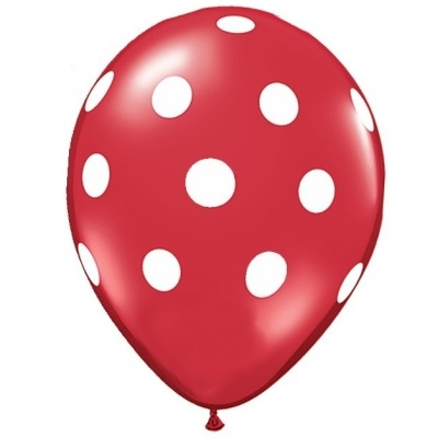 Balão vermelho com bolinhas brancas
