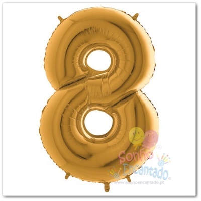 Balão dourado com forma do número 8