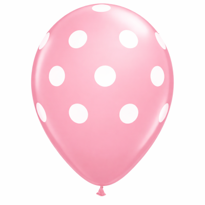 Balão rosa com pontos brancos isolado em fundo branco
