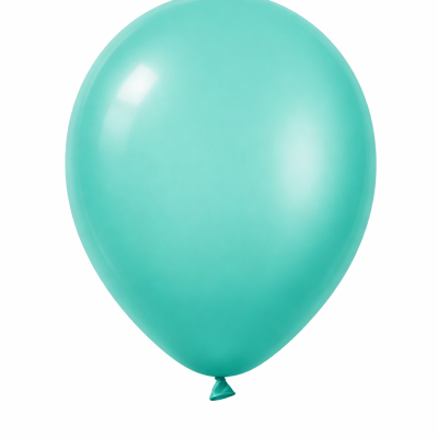 Balão verde água de látex num fundo branco