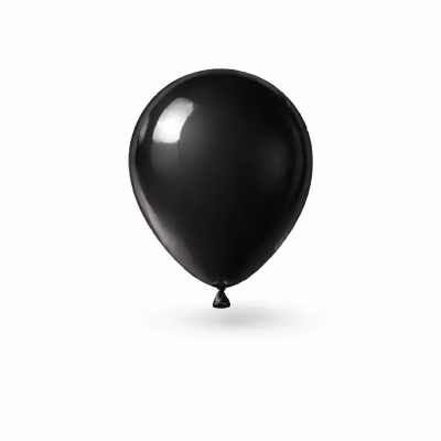 Balão preto brilhante em fundo branco