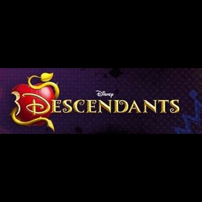 logotipo Disney Descendants com fundo texturizado roxo