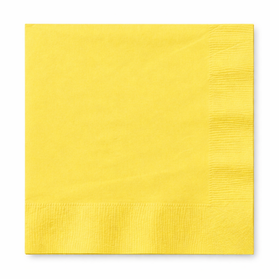 Guardanapo de papel amarelo quadrado com bordas texturizadas