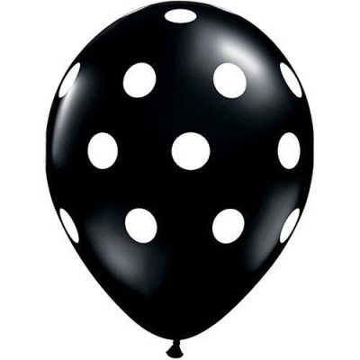Balão preto com pontos brancos grandes