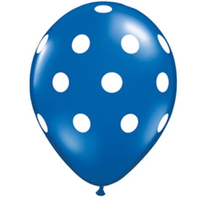 Balão azul com bolinhas brancas