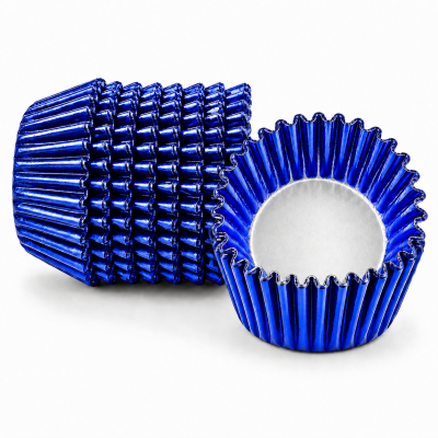 Formas para cupcakes em papel azul metalizado