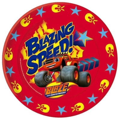 Prato vermelho de plástico com desenho de carrinho e texto Blazing Speed