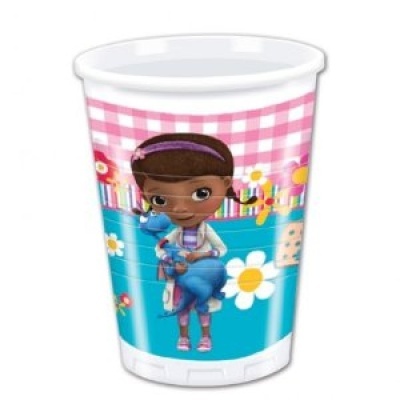 Copo de plástico com personagem infantil e decoração colorida