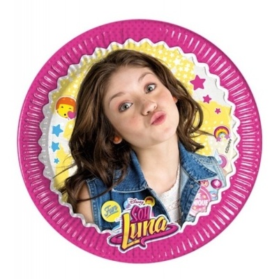 Prato descartável Soy Luna com imagem de rapariga e estrelas